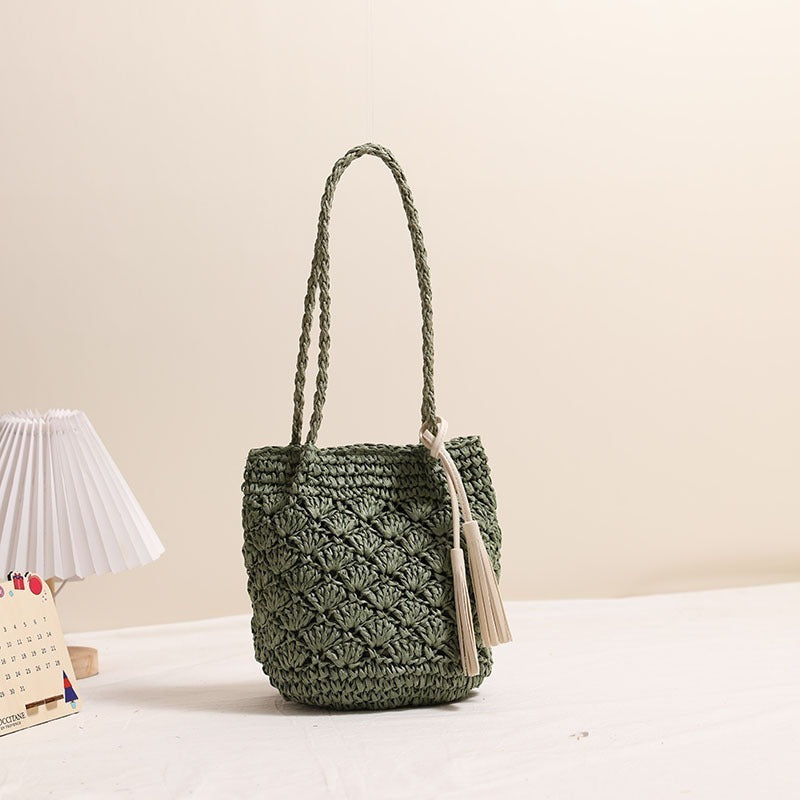 Clara – Sac en Paille à Franges et Motif Éventail