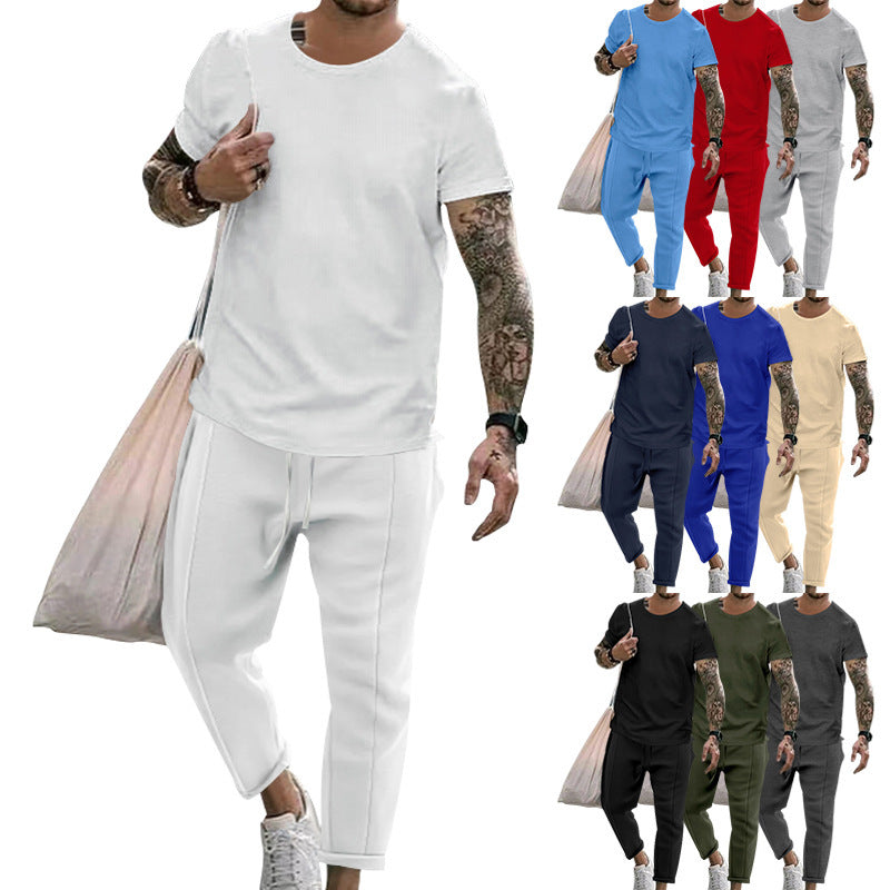 Glen – Ensemble T-shirt à Manches Courtes et Pantalons de Mode Décontractés pour Hommes