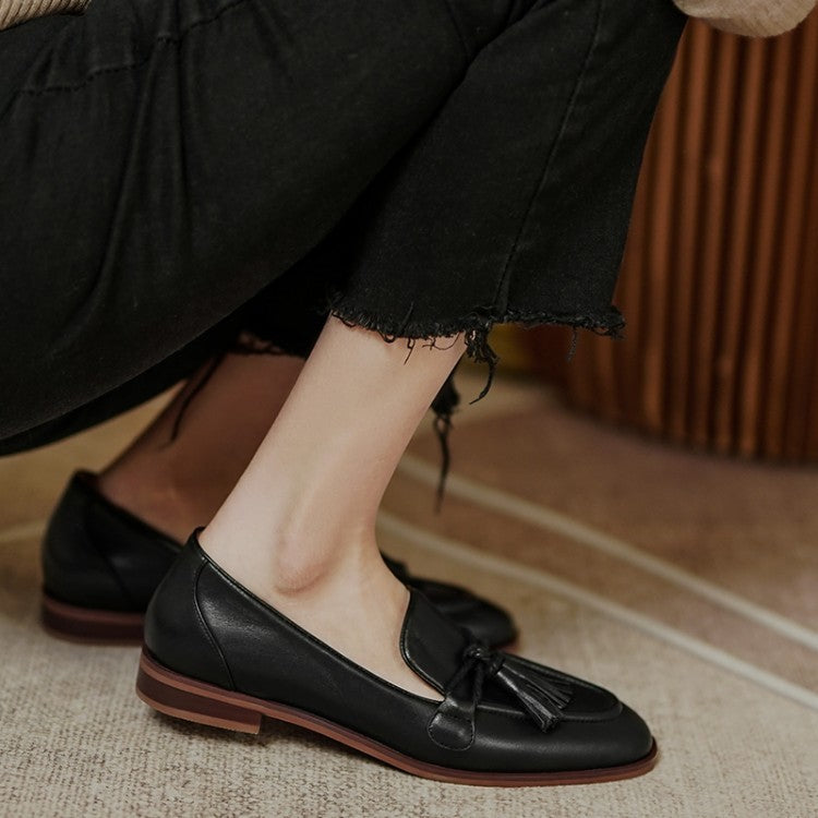 Amelia – Chaussures Retro à Franges à Talons Bas en Cuir Vegan