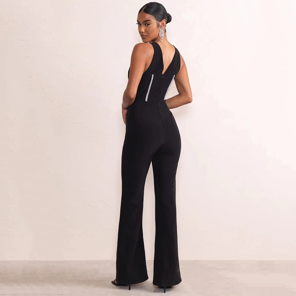 Carly – Combinaison Bandeau Dos Nu à Diamants