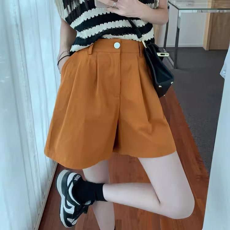 Sharon – Shorts en Velours Côtelé Taille Haute Décontractés