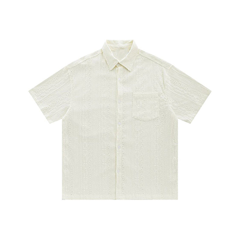 Gary – Chemise Vintage à Trous Jacquard pour Hommes