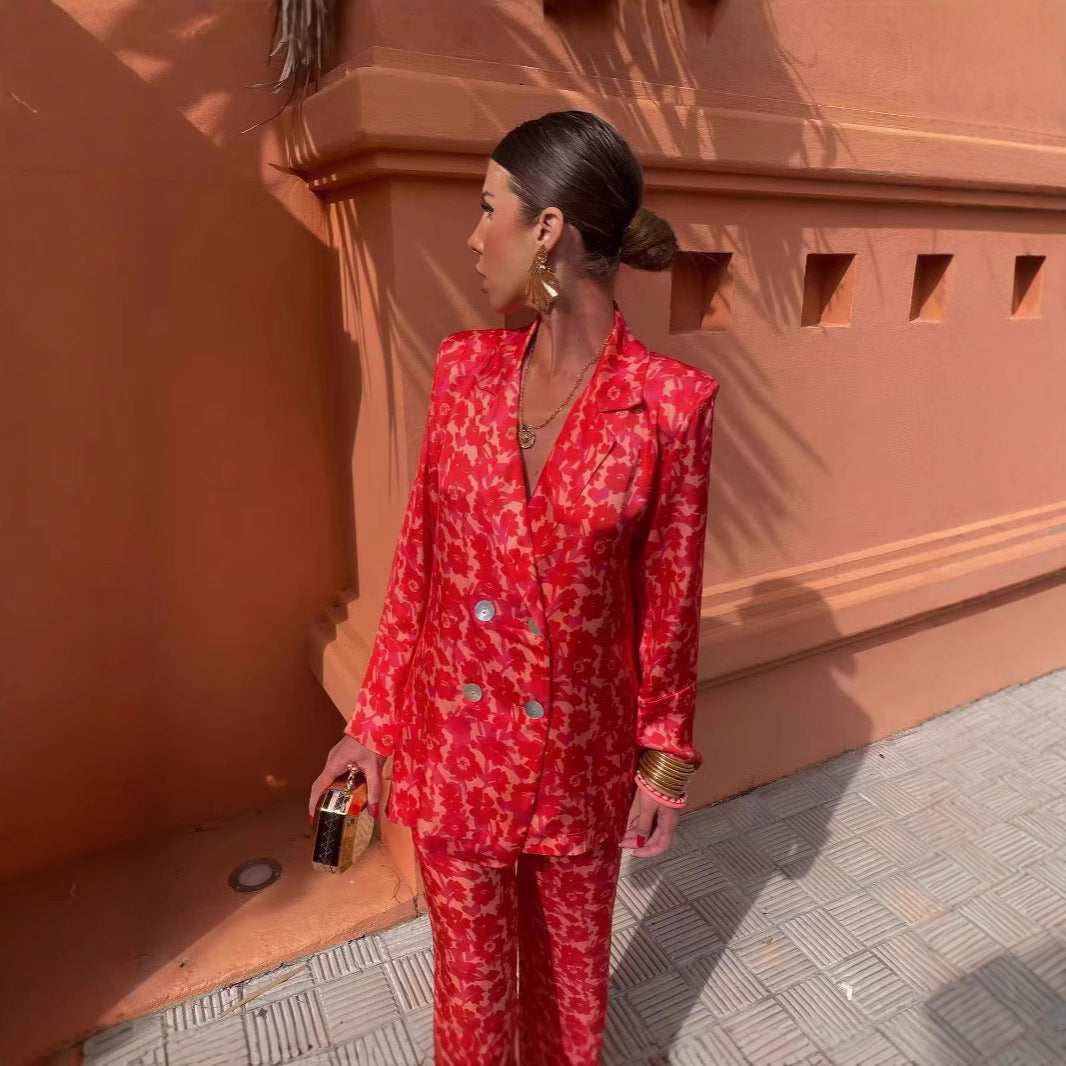 Denise – Ensemble Blazer Mode Européenne et Américaine à Jambes Larges
