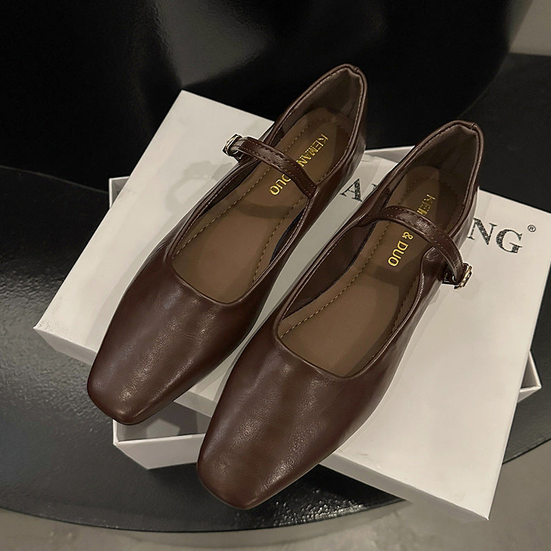 Ruth – Chaussures Mary Jane à Talon Plat Style Coréen en Cuir Végan