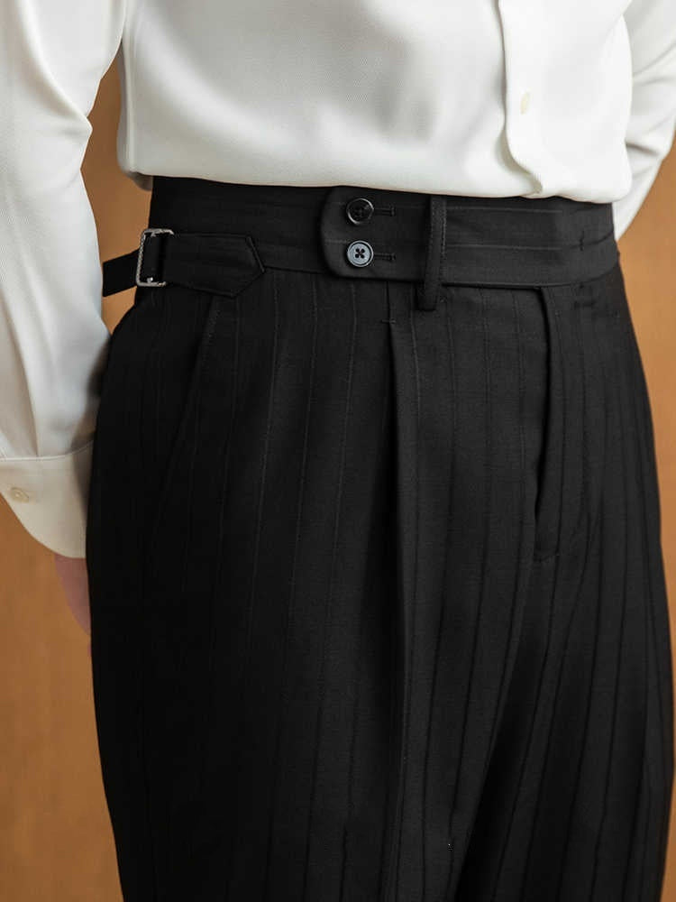 Raymond – Costume à double boutonnage noir à rayures polyvalent