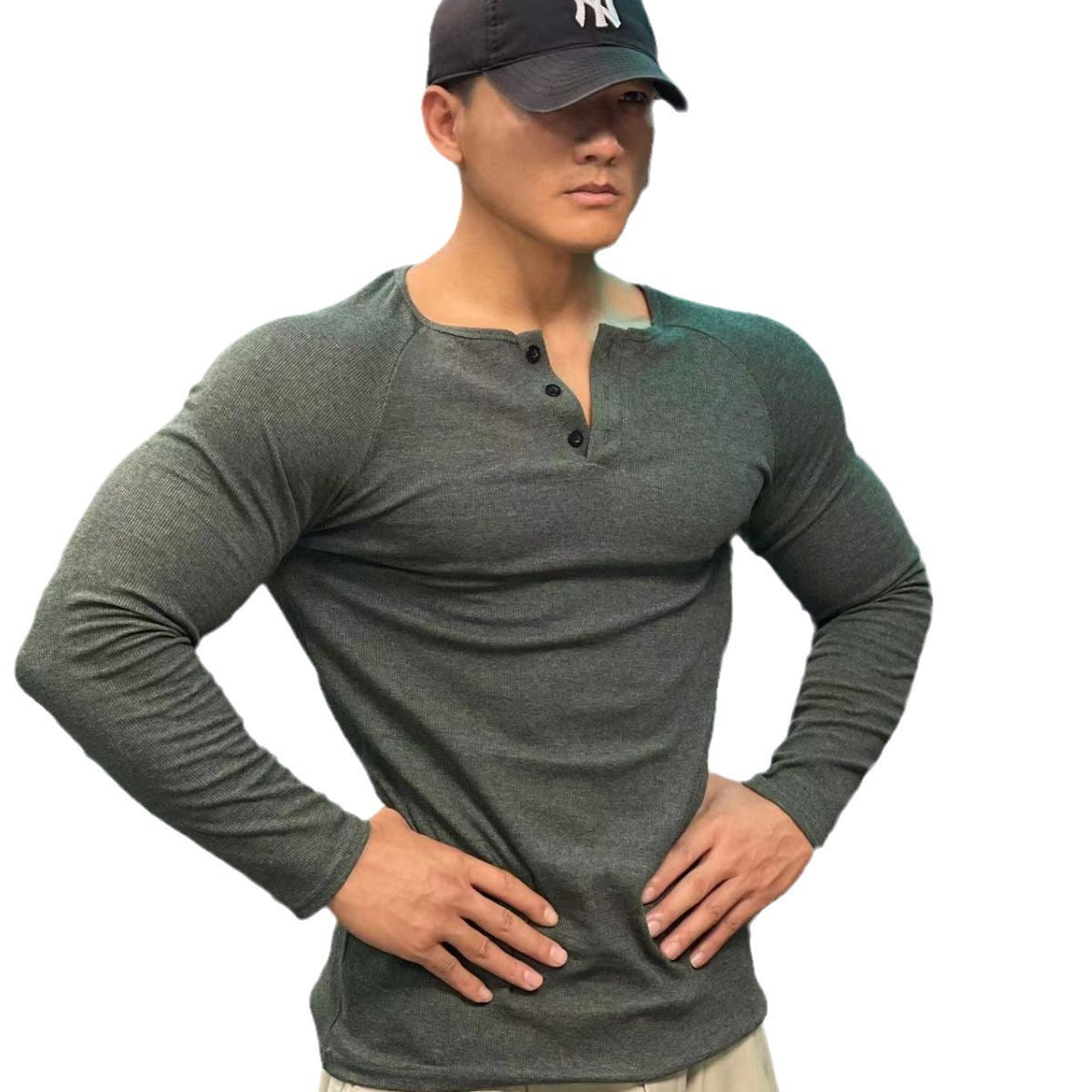 Guy – T-shirt de sport avec col Henry