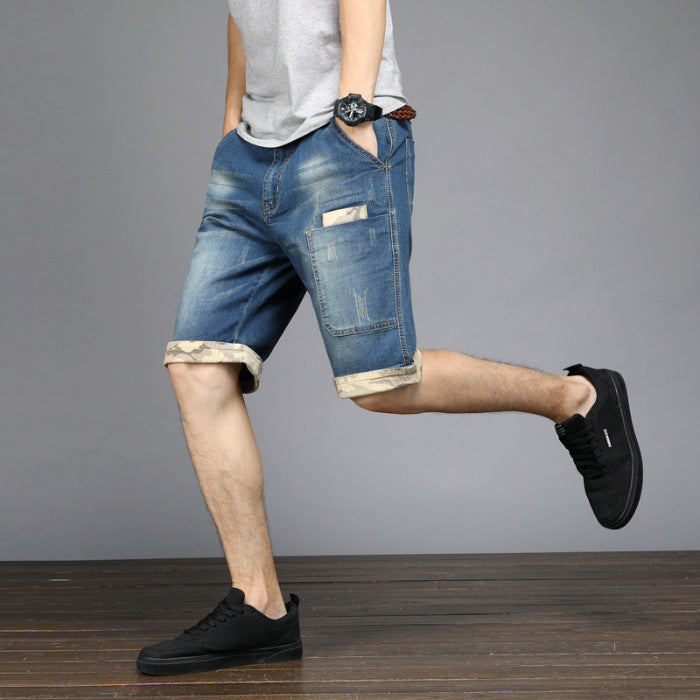 Simon – Shorts en Jean Droit à Patchs