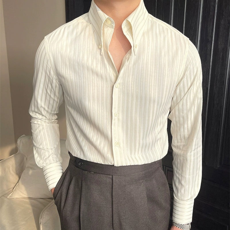 Terence – Chemise décontractée à manches longues épaules dénudées