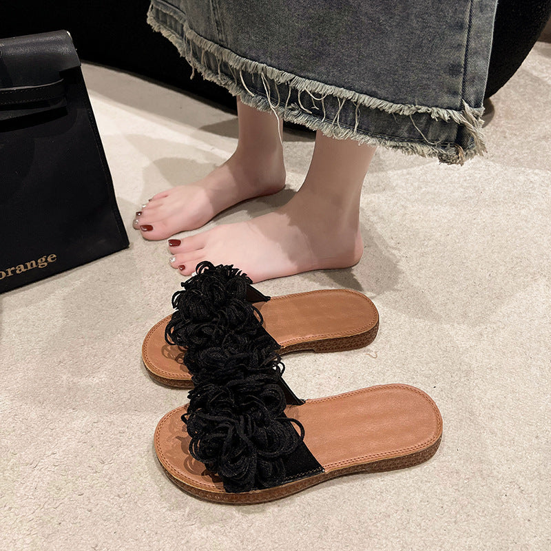 Marion – Chaussons plats extérieurs à semelles souples