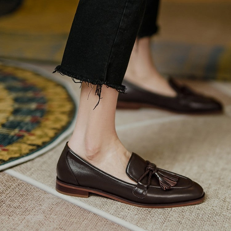 Amelia – Chaussures Retro à Franges à Talons Bas en Cuir Vegan