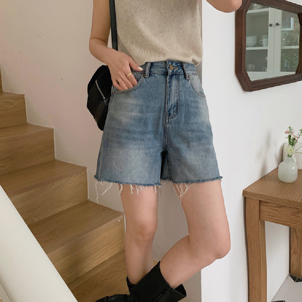 Denise – Short en Jean Décontracté avec Bords Bruts