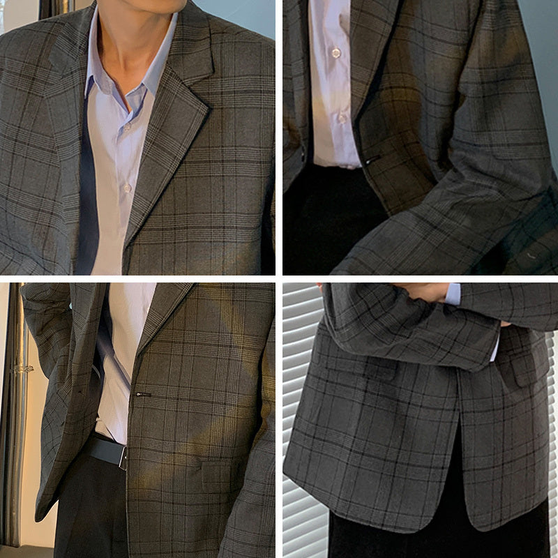Clive – Costume à carreaux décontracté pour l'automne, style coréen tendance