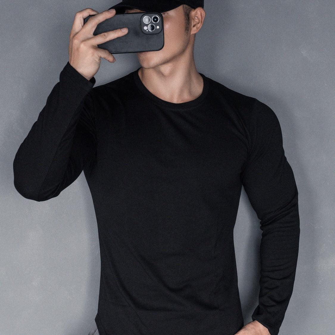 Dean – T-shirt de sport décontracté à manches longues en couleur unie
