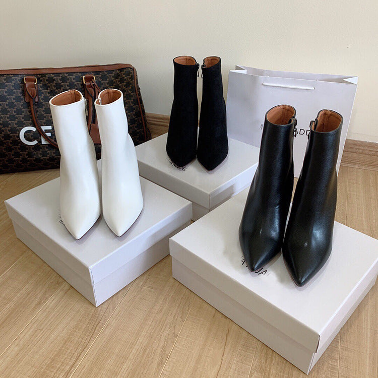 Samantha – Bottines Sexy à Talon Verre à Vin avec Fermeture Éclair