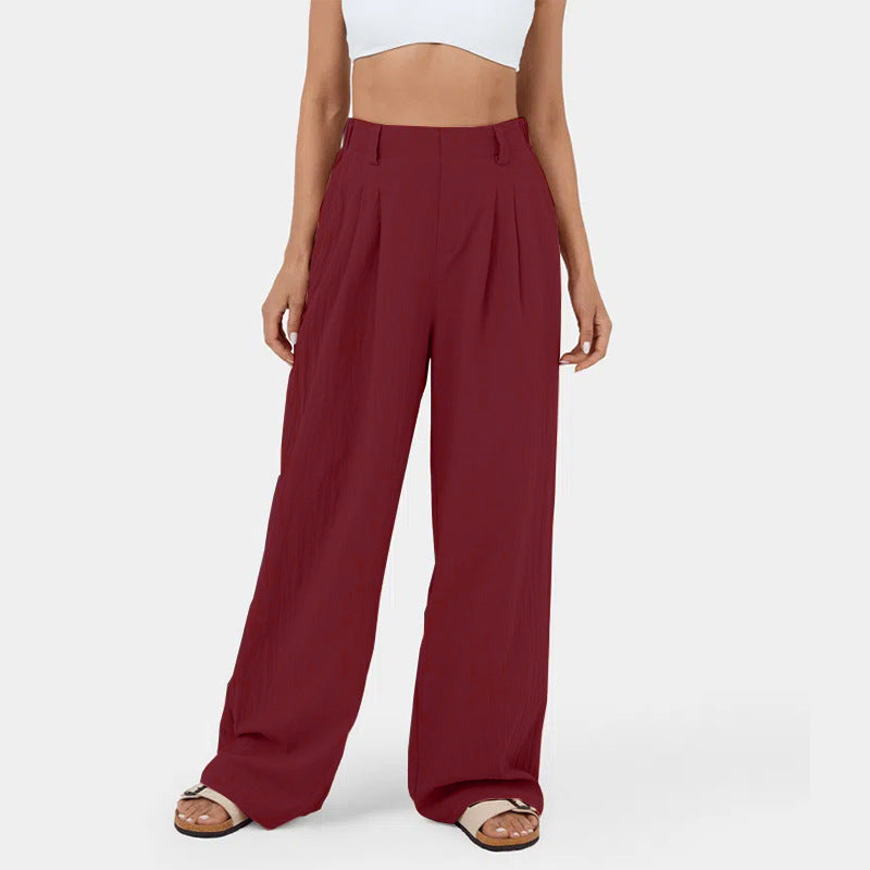 Marion – Pantalon Large en Coton Taille Haute