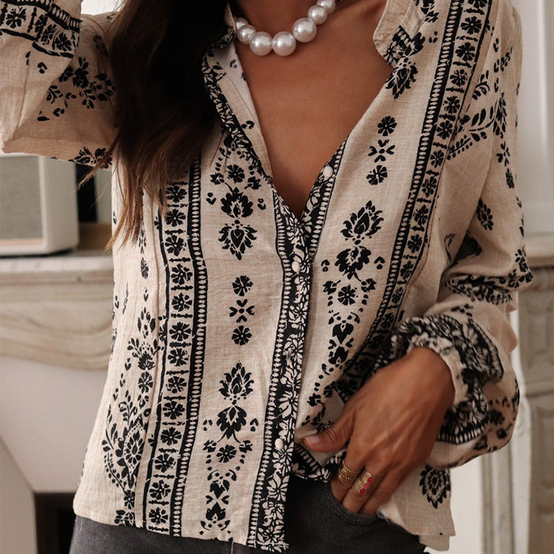 Phoebe – Chemise Socialite en Coton et Lin à Manches Longues