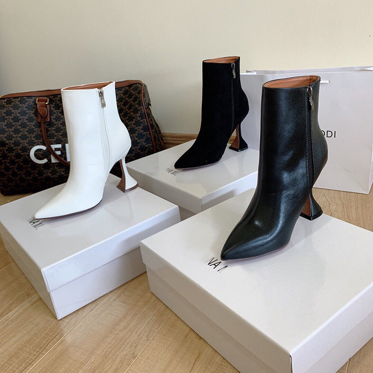Samantha – Bottines Sexy à Talon Verre à Vin avec Fermeture Éclair