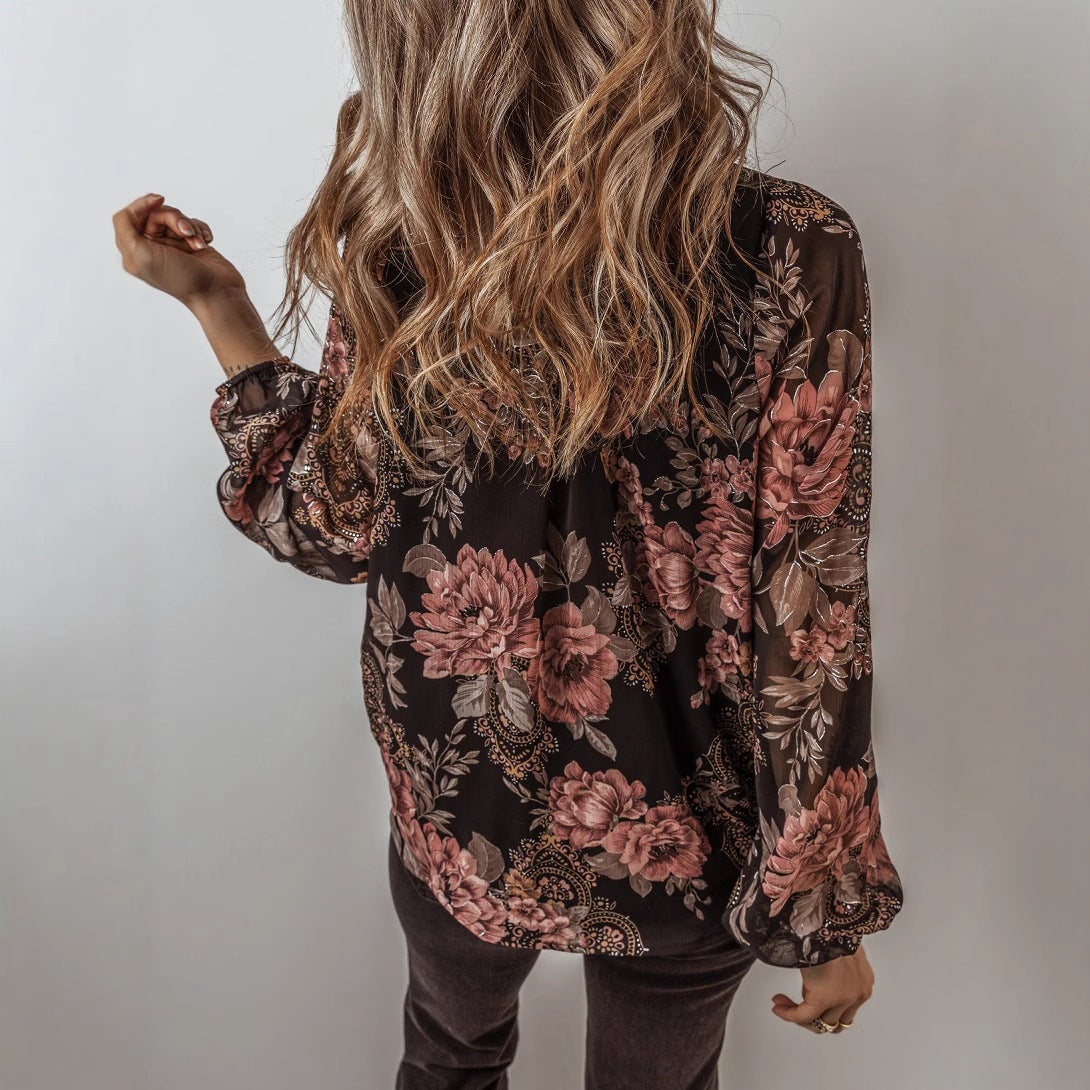 Amanda – Chemisier en Chiffon à Imprimé Floral pour Femmes