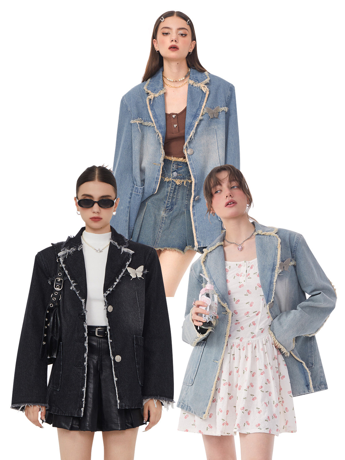 Andrea – Veste de costume en denim décontractée pour femmes