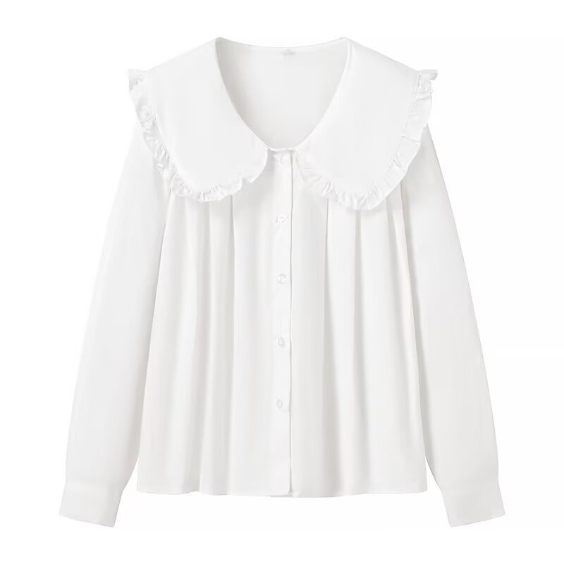 Jennifer – Chemise Décontractée à Col Claudine et Manches Longues