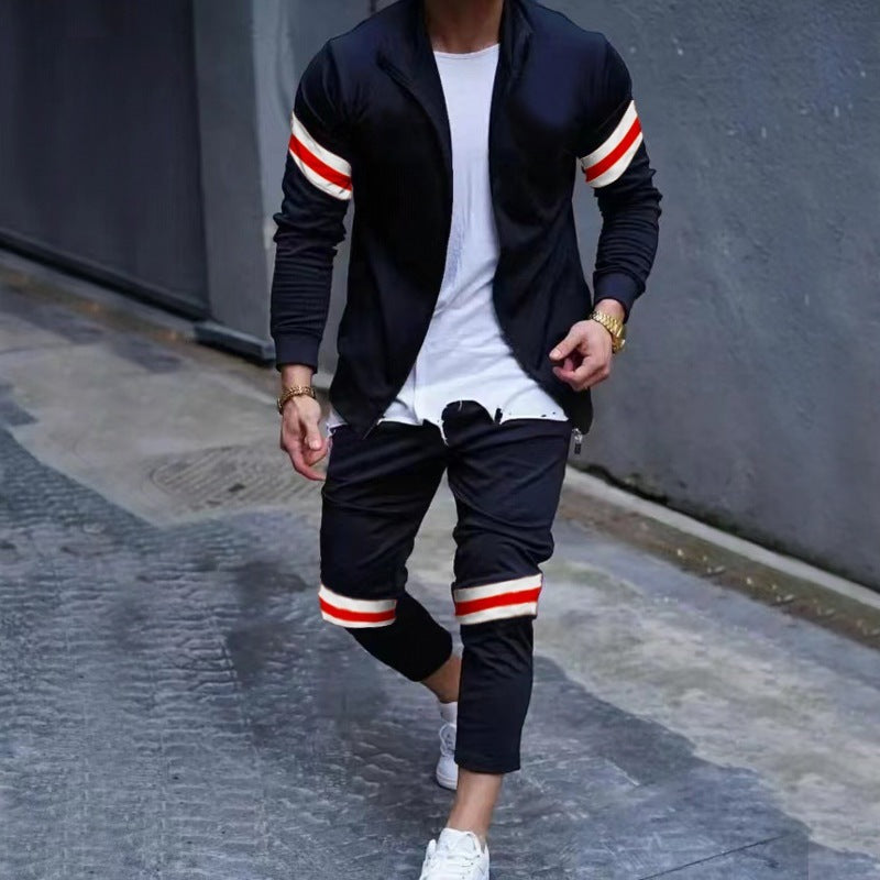 Jay – Ensemble de Sport Cardigan à Manches Longues et Pantalon Décontracté