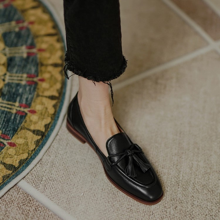 Amelia – Chaussures Retro à Franges à Talons Bas en Cuir Vegan