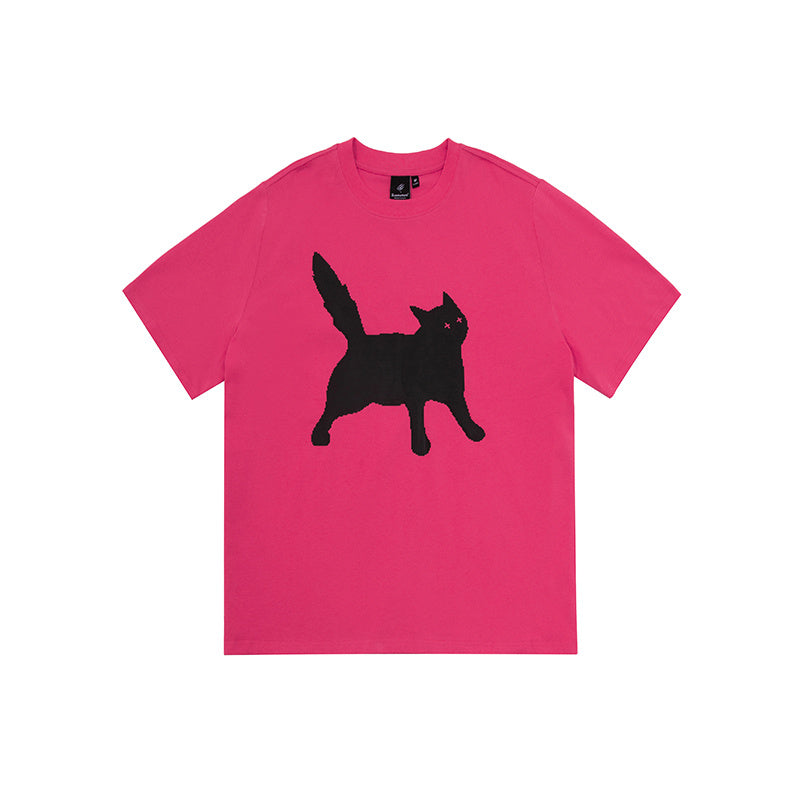 Judith – T-shirt en Coton à Manches Courtes avec Motif Pixel Chat