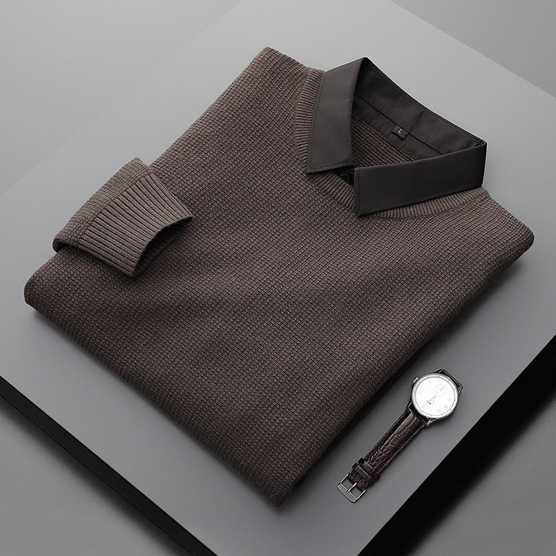 Samuel – Pull Tricoté Col Chemise Deux Pièces Pour Homme