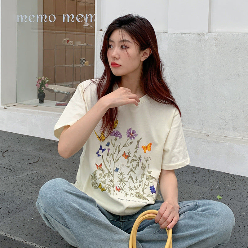Janet – Haut en Coton Pur à Motif Fleur Imprimé