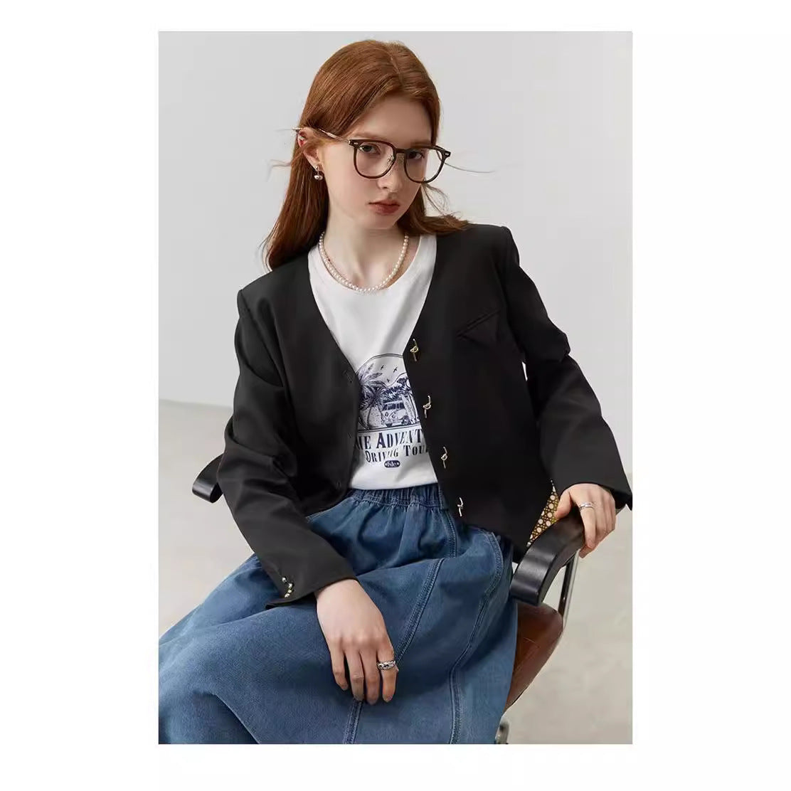 Caroline – T-shirt à Épaules Tombantes et Manches Courtes Imprimées