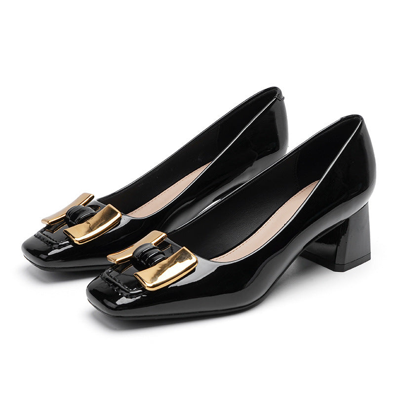 Rachael – Talons Épais Mary Jane avec Boucle Métallique