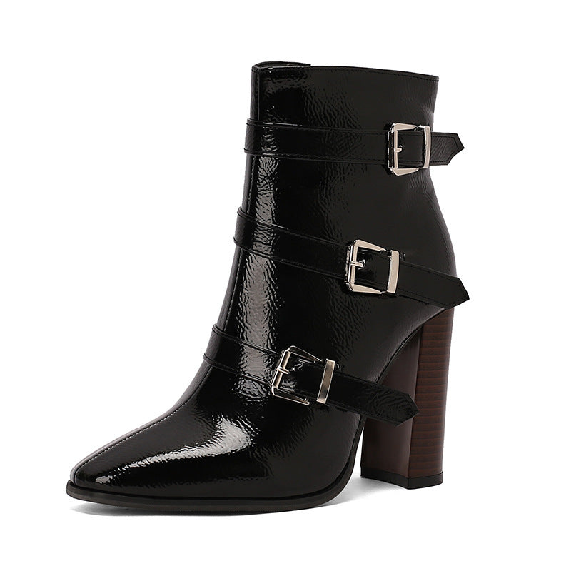Lauren – Bottines à Boucle et Talons Épais