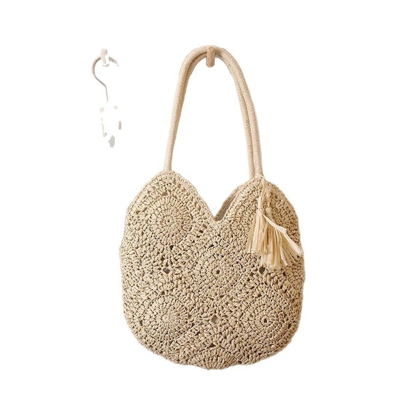 Rose – Grand Sac Tissé à Franges