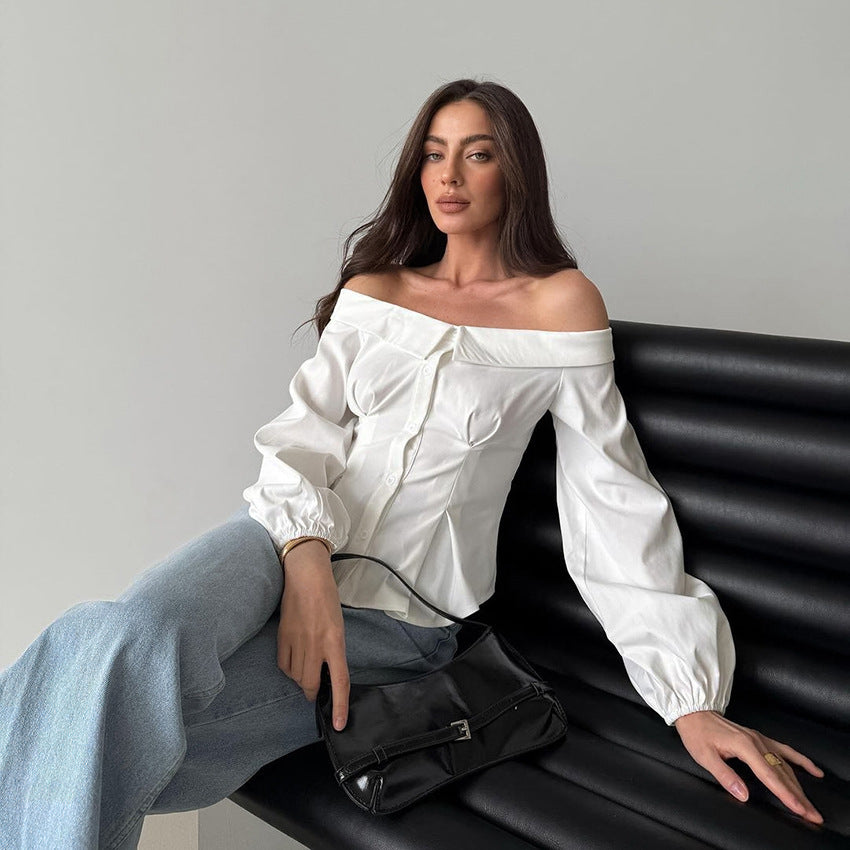 Abigail – Chemise Épaule Nue Unicolore