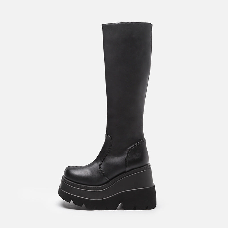 Jennifer – Bottes à Talons Compensés et Tube Étroit