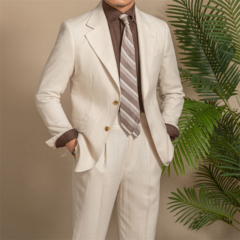 Leon – Costume Slim Fit Demi Doublure Texture Chanvre