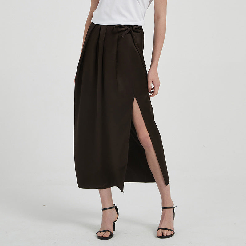 Hannah – Jupe Longue Fendue en Triacétate Léger Drapé pour Femme