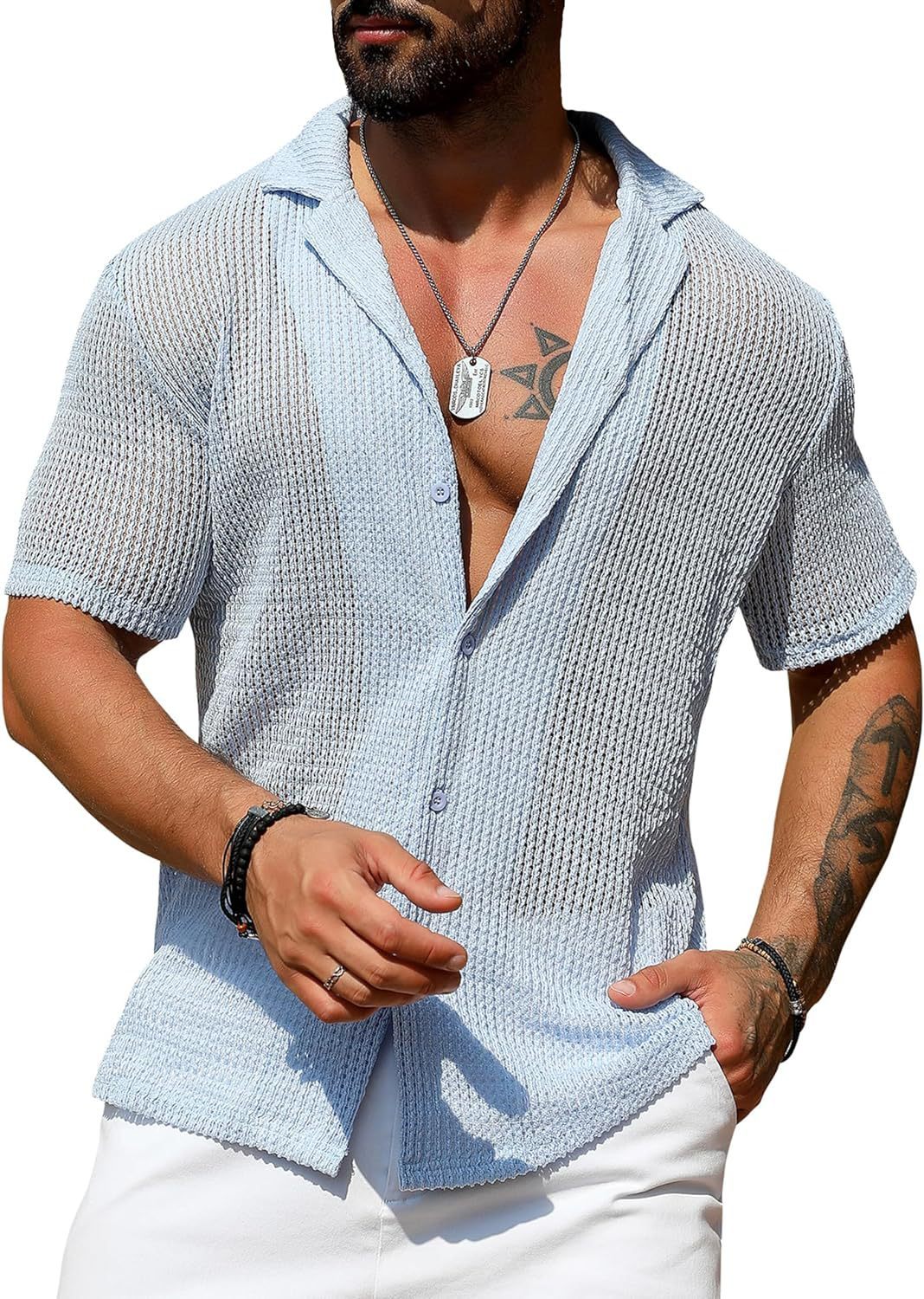 Jon – Chemise Cardigan Respirante à Manches Courtes