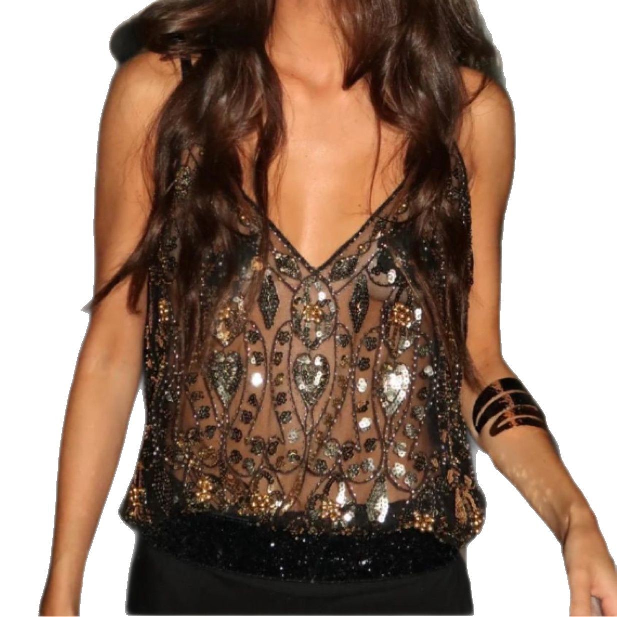 Susan – Gilet Élégant à Sequins Occidentaux