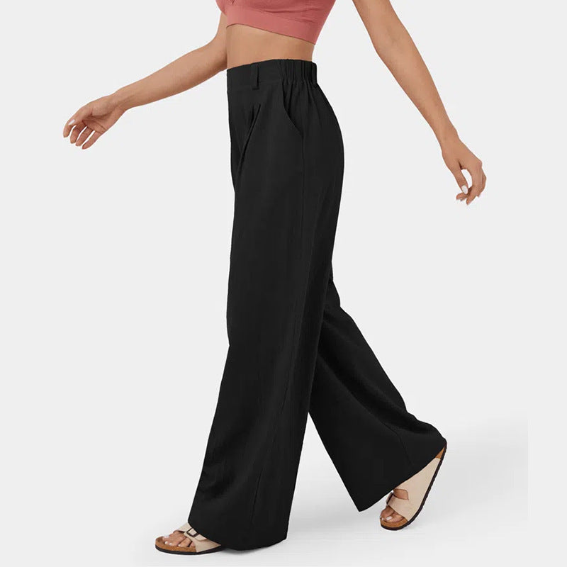 Marion – Pantalon Large en Coton Taille Haute