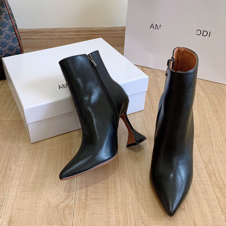 Samantha – Bottines Sexy à Talon Verre à Vin avec Fermeture Éclair