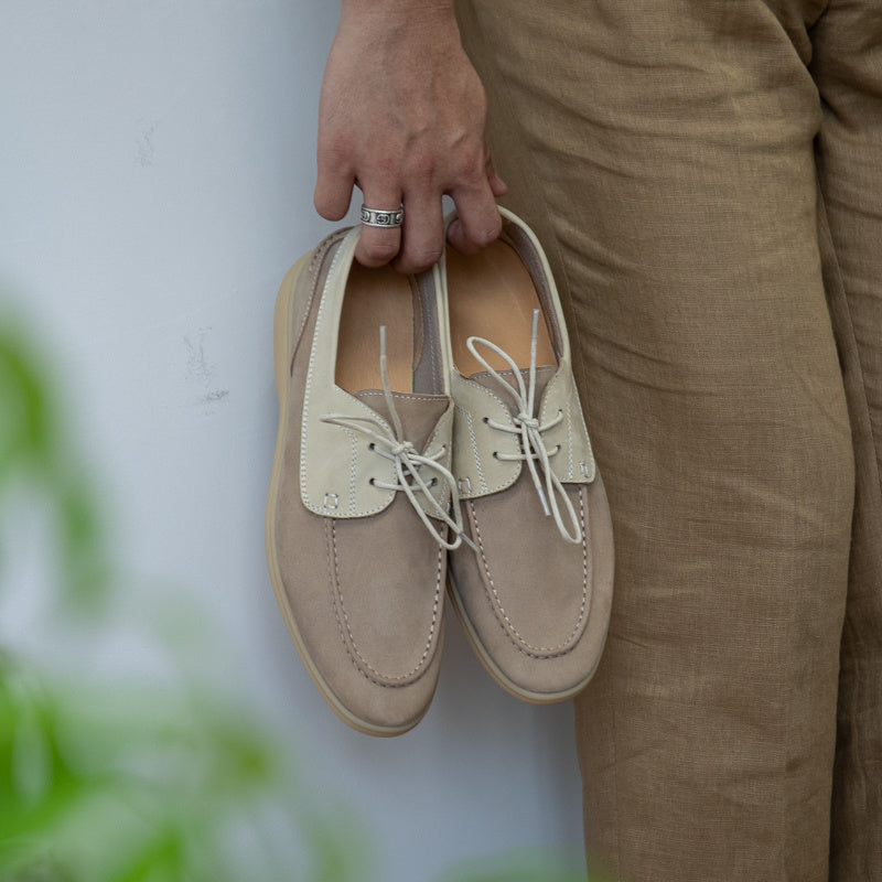 David – Chaussures de Voile Vintage à Lacets en Daim Végétalien Hautement Mercerisé