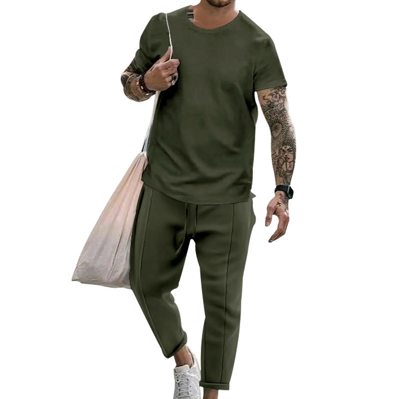 Glen – Ensemble T-shirt à Manches Courtes et Pantalons de Mode Décontractés pour Hommes
