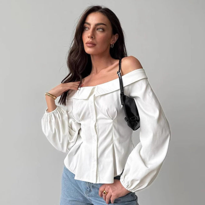 Abigail – Chemise Épaule Nue Unicolore