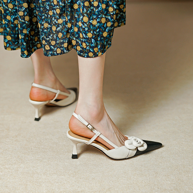 Shannon – Sandales à Talon Moyen avec Fleurs