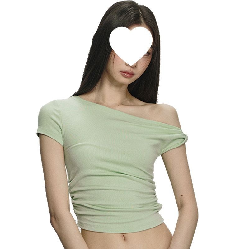 Anne – T-shirt court en coton à manches courtes, style épuré et ajusté