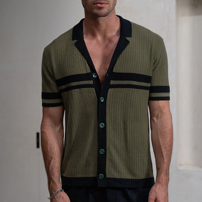 Stephen – Chemise décontractée à manches courtes et col en V