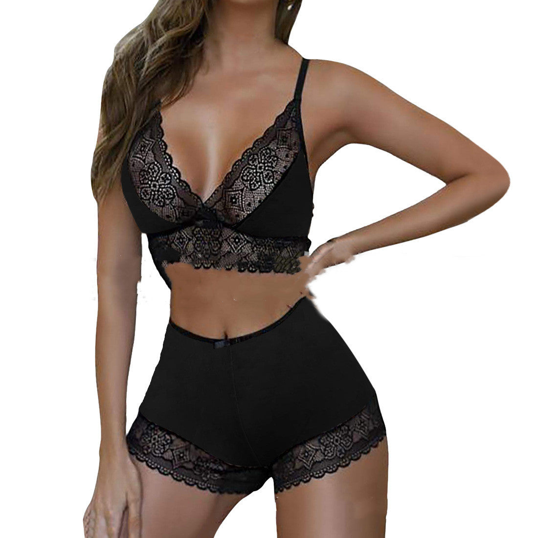 Rachel – Ensemble Deux Pièces en Dentelle Léopard