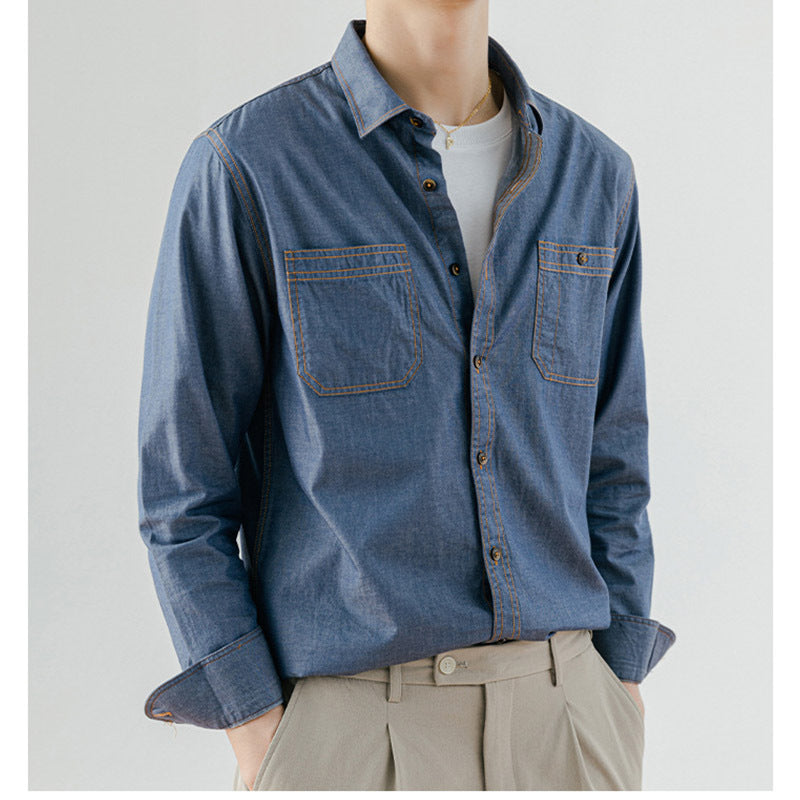 Perry – Chemise en Denim Rétro Américain Coton