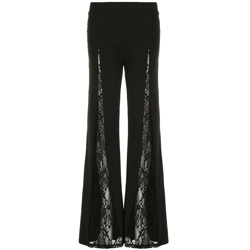 Anna – Pantalon Évasé à Taille Basse avec Dentelle